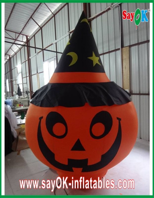 Durable Large Inflatable Pumpkin Decoration With Led Lighting Orange