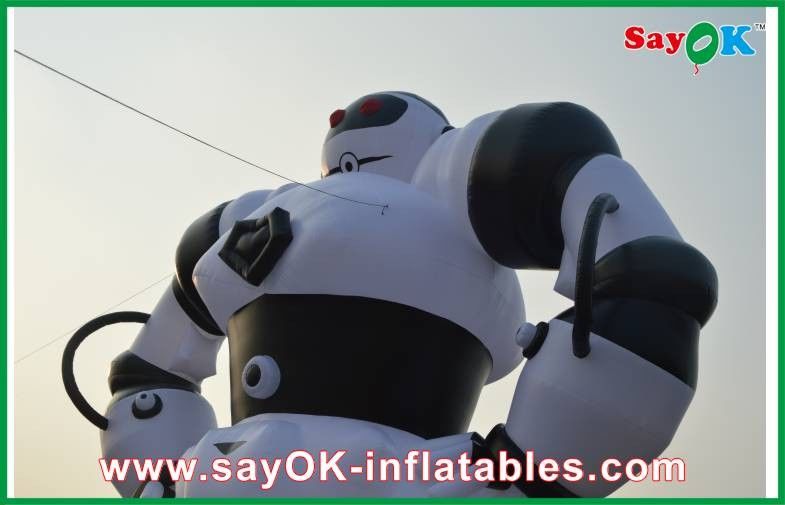 White / Black Inflatable Cartoon Characters , Oxford Cloth Inflatable Robot