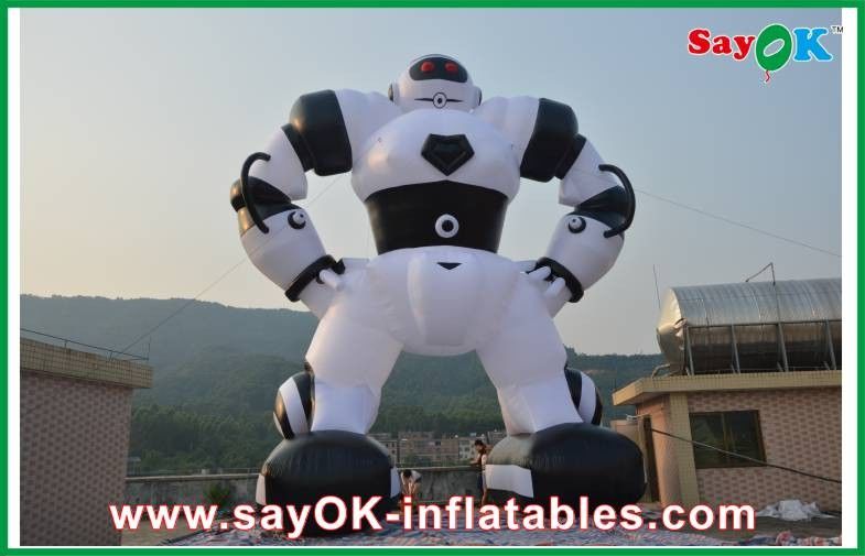 White / Black Inflatable Cartoon Characters , Oxford Cloth Inflatable Robot