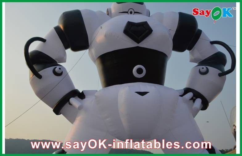 White / Black Inflatable Cartoon Characters , Oxford Cloth Inflatable Robot