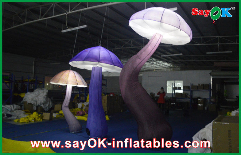 Attractive 3m Inflatable Mushroom LED Lighting 190T Nylon For Engagement