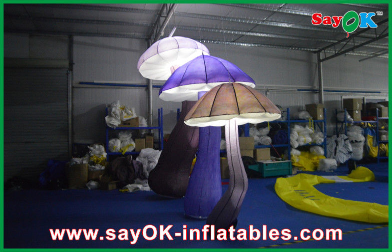 Attractive 3m Inflatable Mushroom LED Lighting 190T Nylon For Engagement