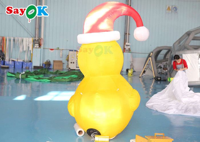 Yellow 2m Inflatable Christmas Duck With Hat Courtyard Decoration