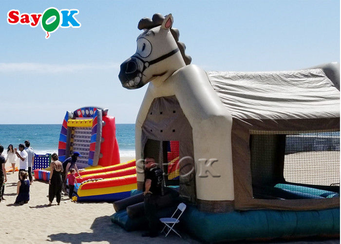 PVC Double Stitching Inflatable Horse Bounce Castle For Backyard