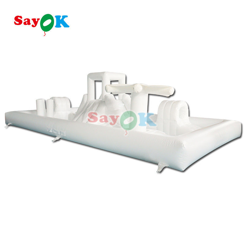Customized Commercial Soft Play Equipment White Splash Pad Inflatable Water Park Bouncing Castle Slide
