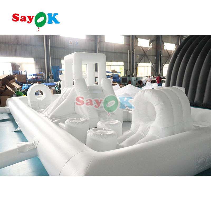Customized Commercial Soft Play Equipment White Splash Pad Inflatable Water Park Bouncing Castle Slide