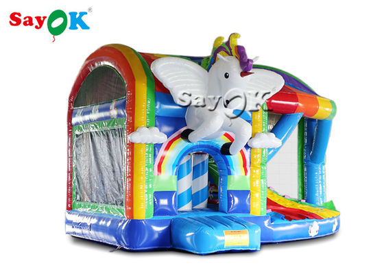 Plac zabaw na świeżym powietrzu Pvc Rainbow Inflatable Unicorn Bouncy Castle