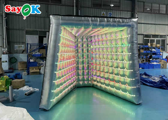 Photo Booth Dekoracje Reklama LED Light Nadmuchiwana fotobudka V Sharp Silver Type Enclosure Tent